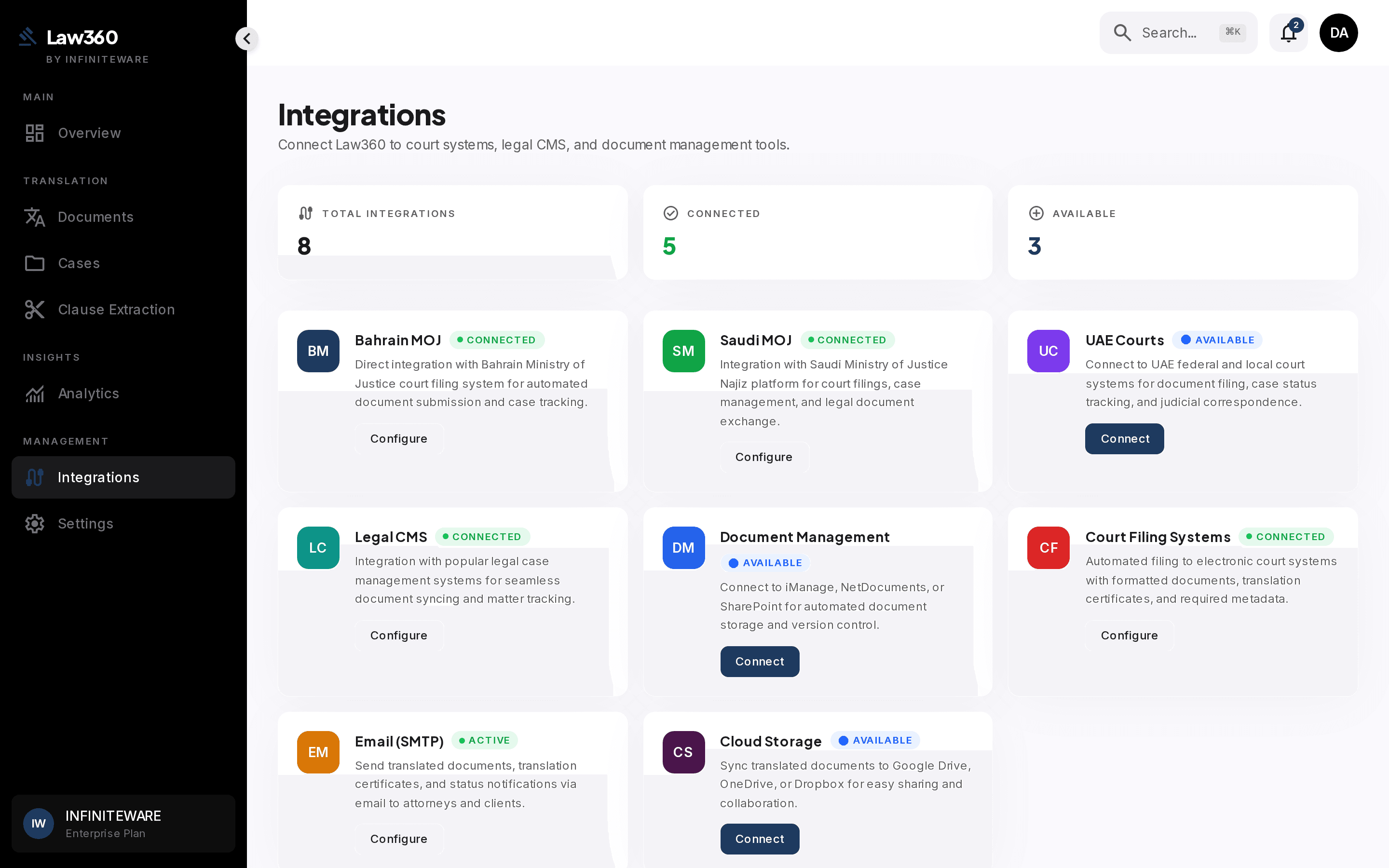 Integration catalog with DMS, Office, and case management connectors