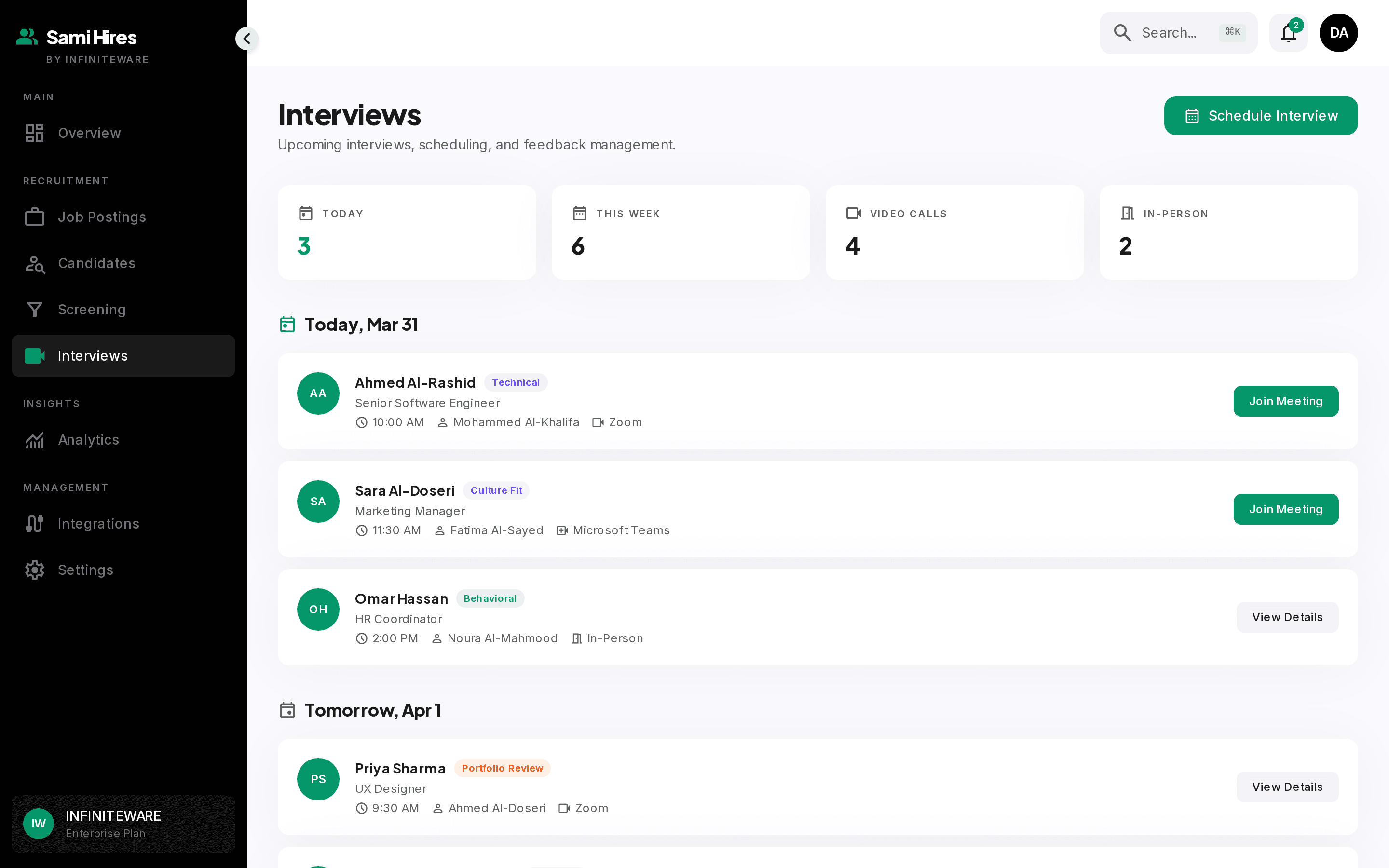 AI voice interview transcript and scorecard