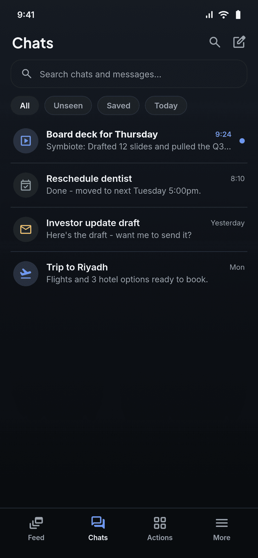 Symbiote mobile chats