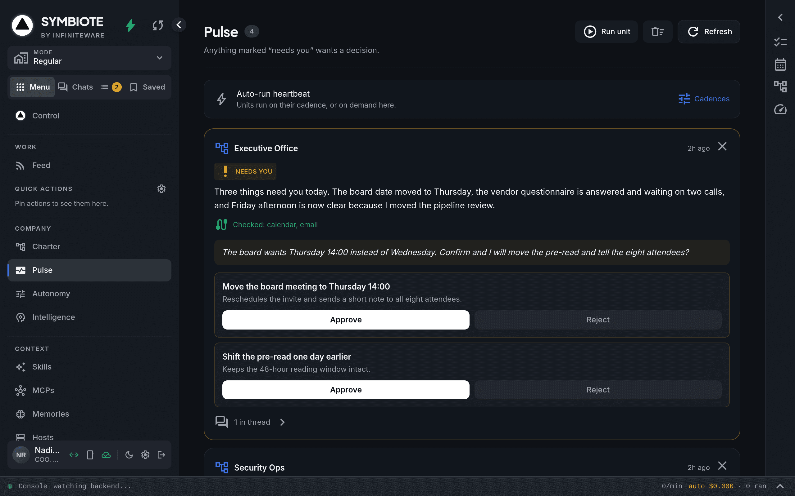 Symbiote web Pulse briefings