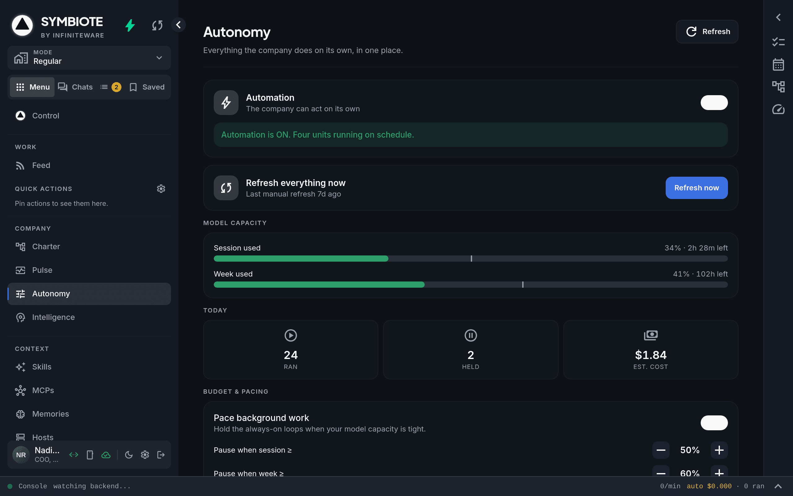 Symbiote autonomy command center